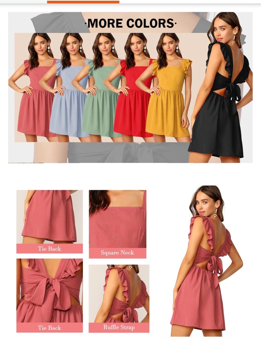 Girls Red Ruffle Strap Dress - Picture 2 of 5